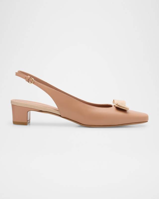 Rivada Leather Bow Slingback Pumps